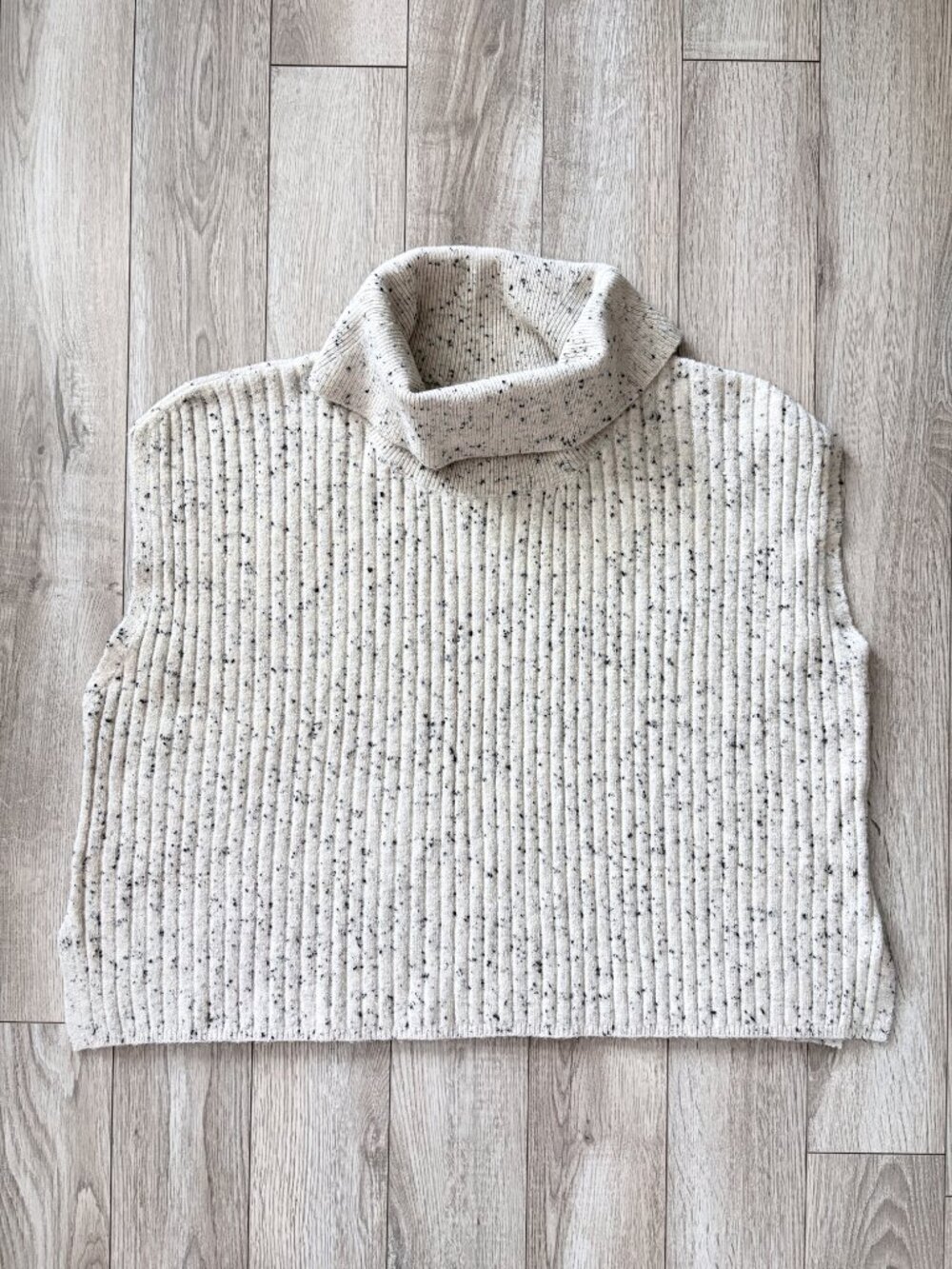 LOFT Outlet Cloud Dancer Cream Speckled Knit Cowl Neck Poncho Sweater Size XL - Picture 4 of 10